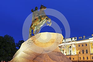 The Bronze Horseman - equestrian statue of Peter the Great in Staint-Petersburg,