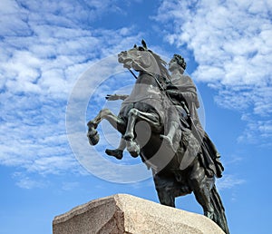 Bronze Horseman is monument to Peter I on the Senate Square in Saint Petersburg