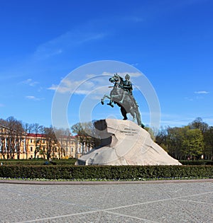 Bronze Horseman in Saint Petersburg, Russia. Equestrian statue to russian tsar Peter the Great