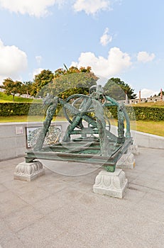 Bronze Kanui astrolabe in Science Garden in Busan, Korea photo
