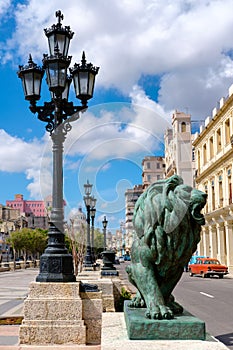 Bronze lion at the famous Prado avenue in Havana