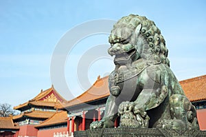 Bronze lion guardian at the Forbidden City, Beijing