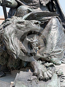 Bronze Lion, Saint Mark`s Square, Venice, Italy