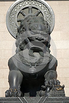 Bronze lion statue in Jingan temple