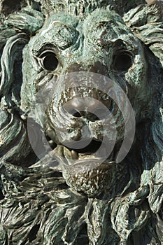Bronze lion statue in Venice, Italy.