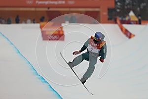 Bronze medalist Scotty James of Australia competes in the men`s snowboard halfpipe final at the 2018 Winter Olympics