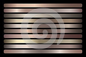 Bronze metallic gradient vector set