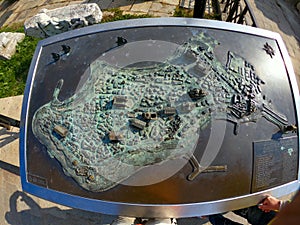 Bronze model of the old town of Nessebar in Bulgaria