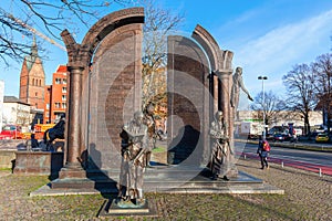 Bronze monument Goettinger Sieben in Hanover, Germany