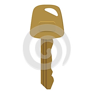 Bronze old door key icon, cartoon style