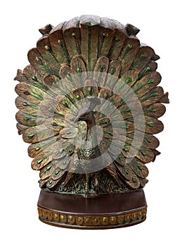 Bronze Peacock Bookend Isolated