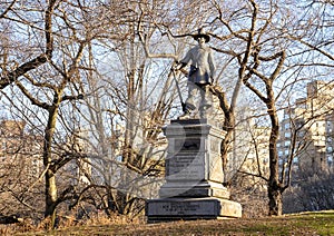 `Pilgrim` is a bronze piece by acclaimed sculptor John Quincy Adams Ward located in Central Park, New York City