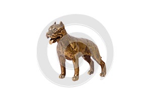 bronze pit bull terrier figurine isolated on white background