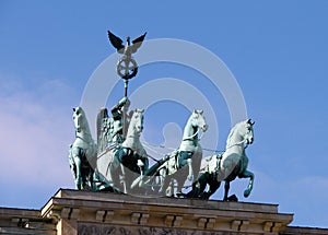 Bronze Quadriga chariot of the Brandenburg Gate in Berlin