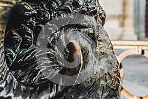 Bronze Rams Head located below the statue of Viriato. Zamora. Spain. photo