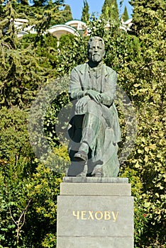 The bronze sculpture of Chekhov in Yalta photo