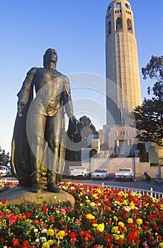 Bronze sculpture of Christopher Columbus, Coit Tower, San Francisco, California