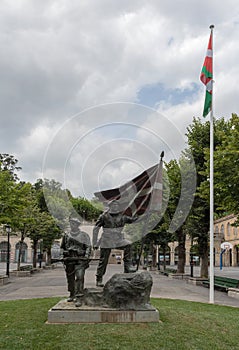 Bronze sculpture entitled Homage to the Gudaris, Guernica, Basque Country, Spain