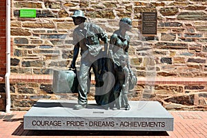 Bronze sculpture in front of the Migration Museum in Adelaide, SA.