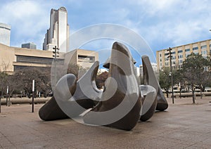 Bronze sculpture by Henry Moore on the plaza of the Dallas City Hall