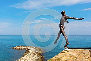 Bronze sculpture of Nicolas Lavarenne in Antibes, France