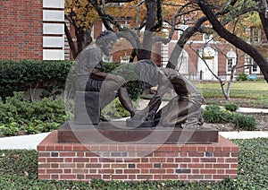 Bronze sculpture titled `Divine Servant` by Max Greiner at the Park Cities Baptist Church in Dallas, Texas.