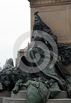 Bronze sculpture with the winged lion near St. Mark`s square