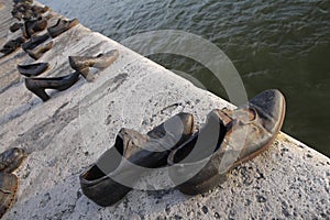 Bronze shoes on the Danube embankment