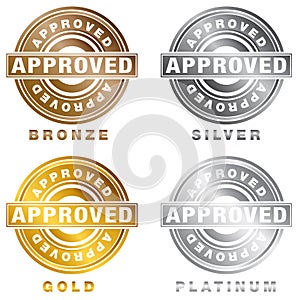 Bronze Silver Gold Platinum Approved Stamp Set