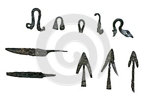 Bronze spear and arrowheads
