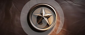 Bronze Star Shield on Leather Background