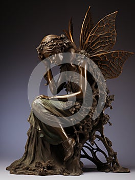 Bronze statue of a beautiful fairy.