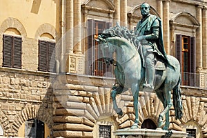 Statue of Cosimo I de Medici at Piazza della Signoria in Florence photo