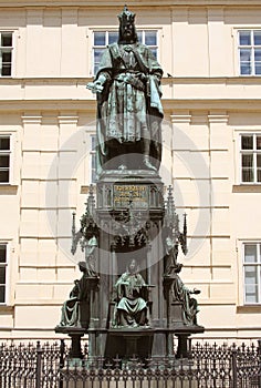 Bronze Statue Of Czech King Charles Iv In Prague