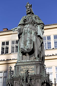 Bronze Statue of the eleventh King of Czech and Roman Emperor Charles IV. in Prague, , Czech Republic