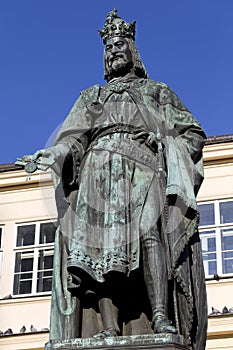 Bronze Statue of the eleventh King of Czech and Roman Emperor Charles IV. in Prague, , Czech Republic