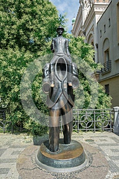 Bronze statue of Franz Kafka - Prague