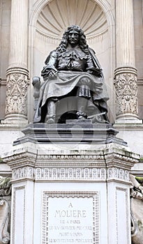 Bronze statue of the French poet and playwright Moliere in Paris