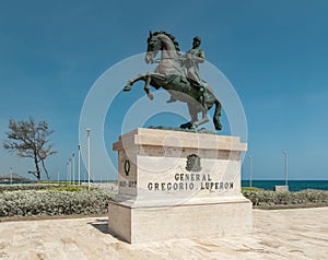 Statue of general Gregorio Luperon, near fortress of san Felipe, La Puntilla square, Puerto Plata, dominican Republic photo