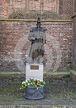 Bronze statue Jan Janse de Weltevree, De Rijp, Netherlands