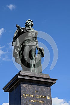 Bronze statue of the king Gustaf 3 in Stockholm