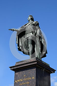 Bronze statue of the king Gustaf 3 in Stockholm