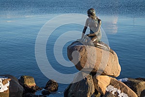 The bronze statue of the Little Mermaid, Copenhagen, Denmark