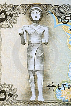 Bronze statue of Ma`adkarib from Yemeni money