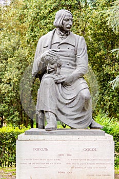 Bronze statue of Nikolai Vasilievich Gogol in Villa Borghese Par