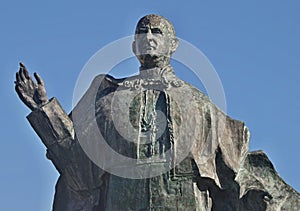 Bronze statue of Pope John Paul VI in Leiria, Portugal