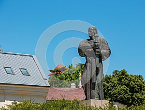 Bronze statue of Prince Pribina. Pribina was the first known Slovak ruler in Nitra