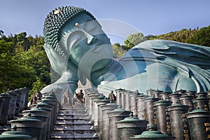 The bronze statue of reclining Buddha,Fukuoka, Japan