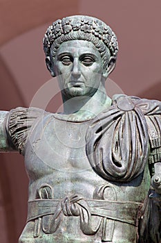 Bronze statue of the Roman Emperor Constantine in Milan, Italy photo