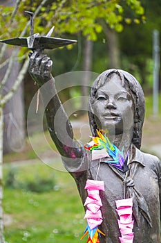 Bronze Statue of Sadako Sasaki in Seattle - SEATTLE / WASHINGTON - APRIL 11, 2017